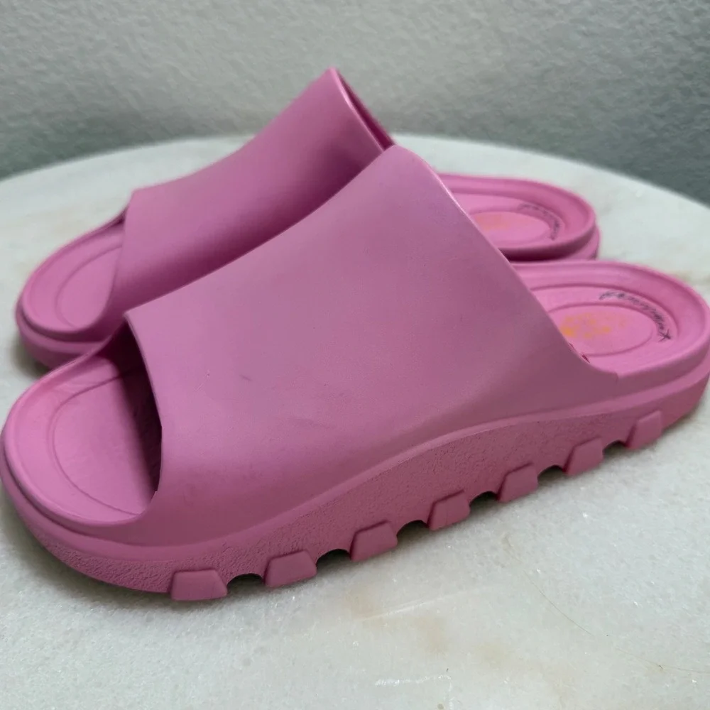 Free People FP Movement Halftime Pink Rubber Platform Slides Size 7/8 37/38 - Picture 4 of 7